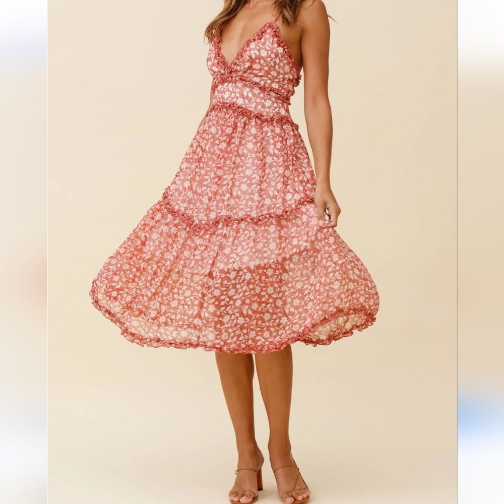 Laney Low Back Pink Floral Dress